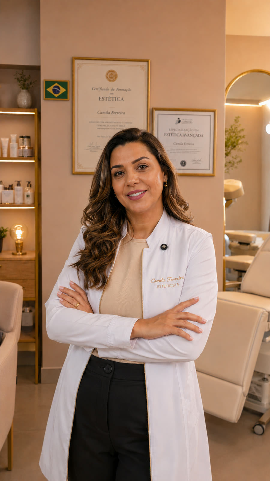 Camila Ferreira, esteticista, no seu espaço de atendimento