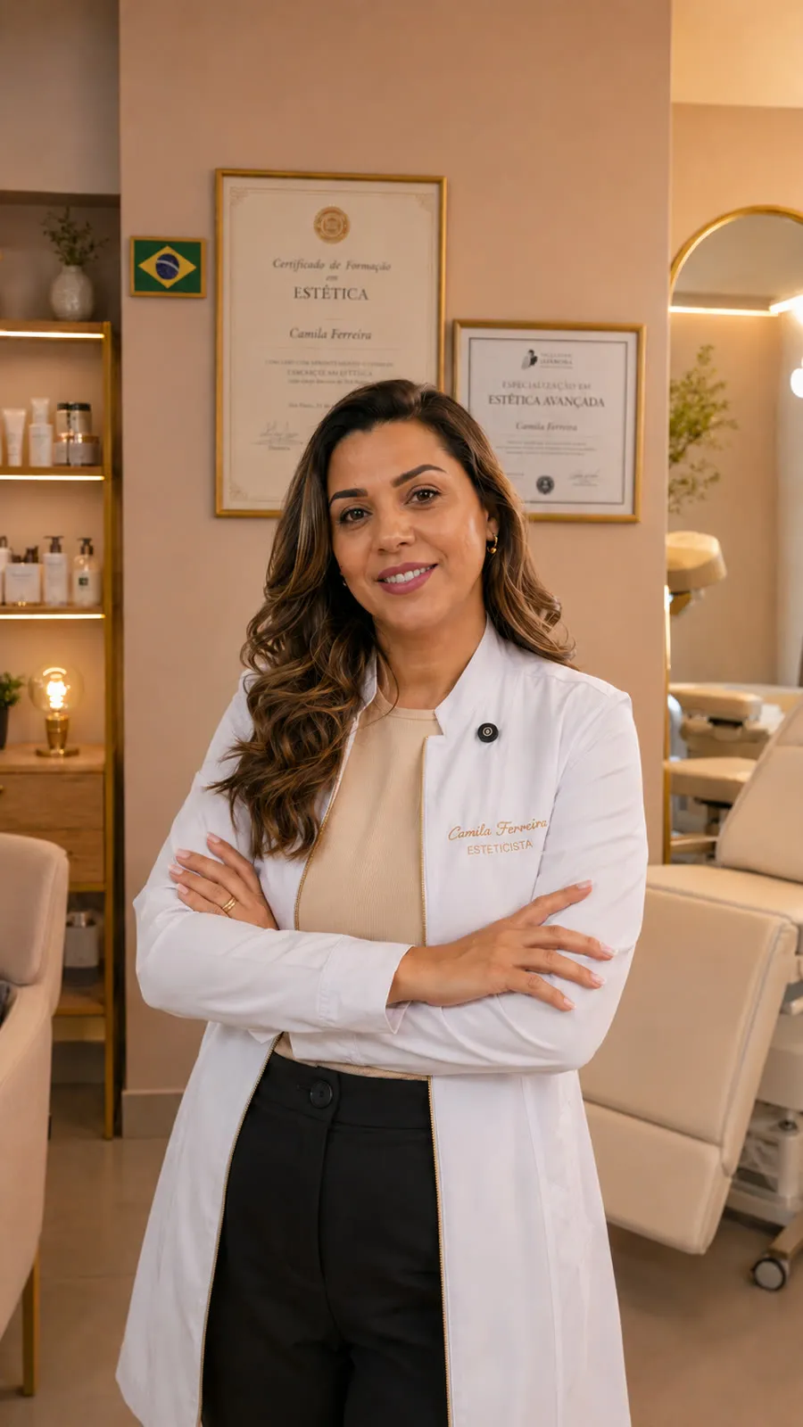 Camila Ferreira, esteticista, no seu espaço de atendimento